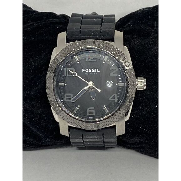 Fossil 150625 Men's Black Silicone Analog Dial Quartz Wrist Genuine Watch XR825 - Picture 1 of 12